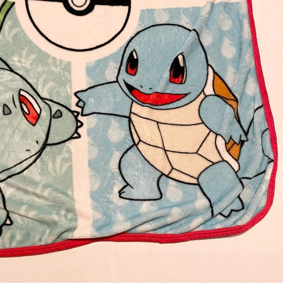 Pokemon Fleece Blanket with Pikachu Charmander Bulbasaur and Squirtle 47” x 36” - Picture 6 of 16